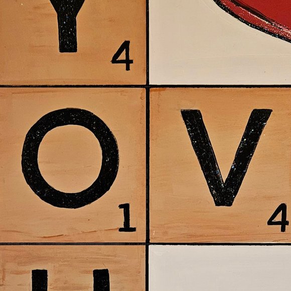 COPY - Valentine's Day Door Hanger, Scrabble Tile Sign, Game Room Decor - Picture 5 of 10